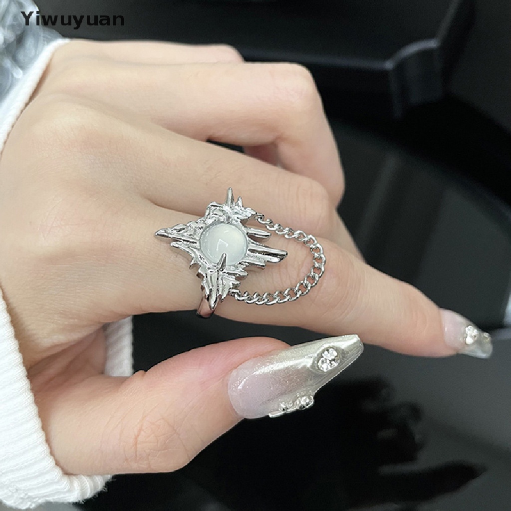 < Yiwuyuan > Nhẫn Đính Đá Mặt Trăng Ngôi Sao Tua Rua Phong Cách Gothic Cho Nữ