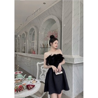 MS1376V ĐẦM XOÈ LÔNG NGỰC full size S/M/L/XL