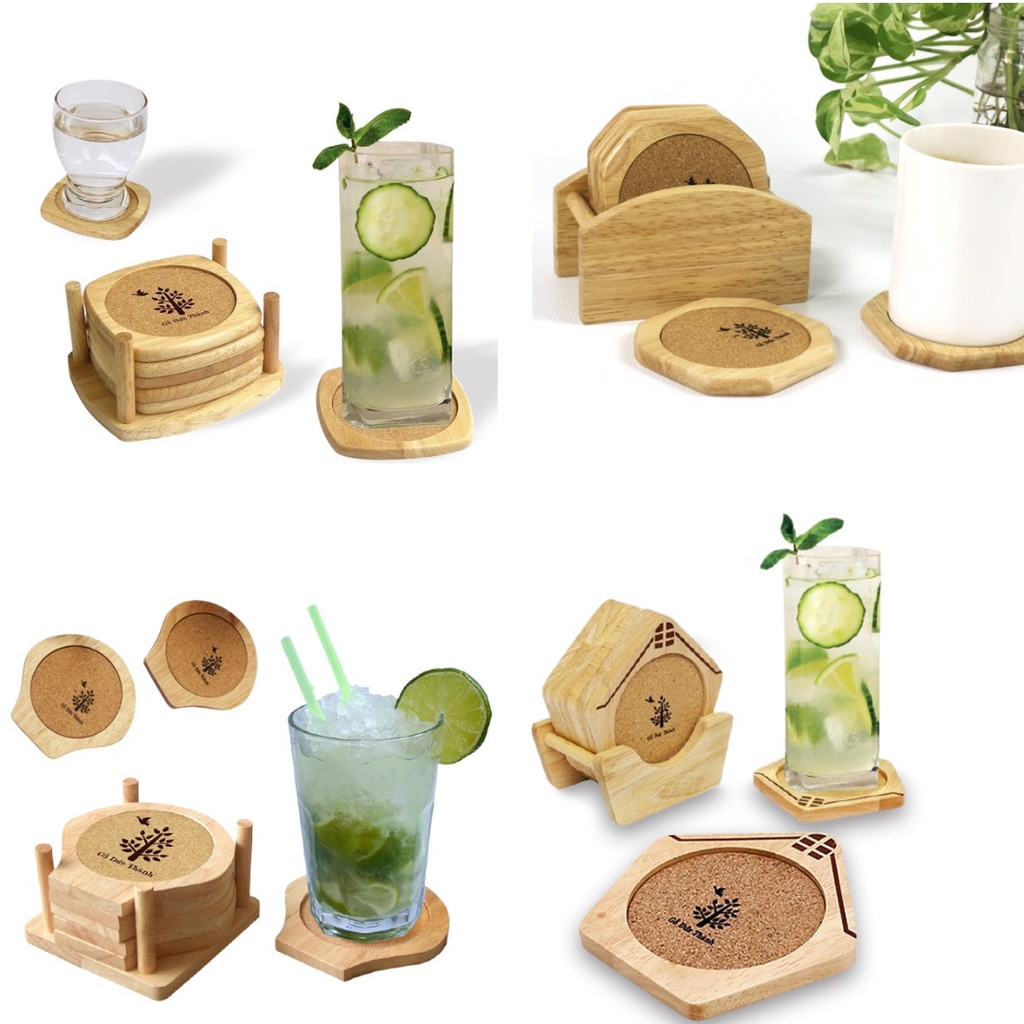 Miếng Lót Ly (Cốc) Cao Cấp Nhiều Hình Dáng Các Kiểu, Khay Đựng Ly Gỗ Trang Trí, Đế Lót Ly - Gỗ Đức Thành