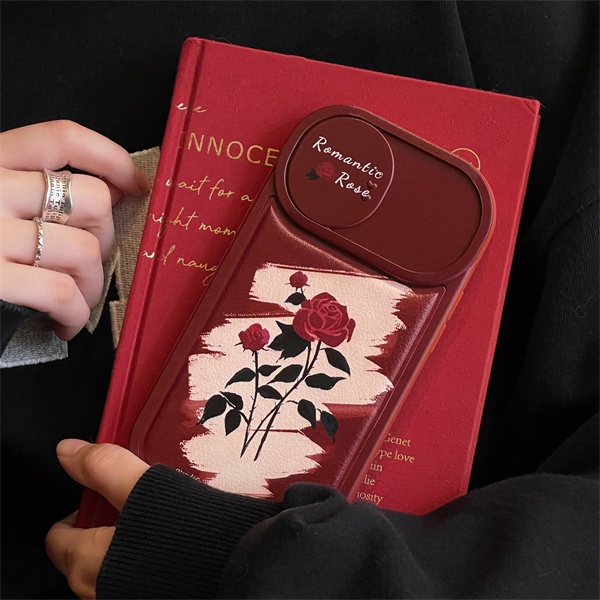 Ốp Điện Thoại Túi Khí Màu Đỏ Hoa Hồng Cho iPhone X XR Xsmax 11 11Promax 12 12Pro 12Promax 13 13Pro 13Promax 14 14Pro 14Plus 14Promax