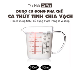 Ca thủy tinh chia vạch đong sữa dung tích 250ml và 500ml