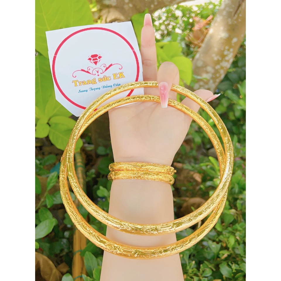 Combo bộ trang sức 2 kiềng vòng tay cưới LOẠI 1 mạ 24.k kèm hộp nhung E693