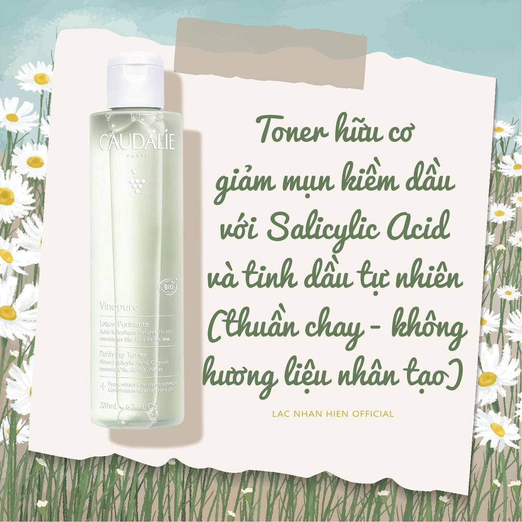 TONER THUẦN CHAY GIẢM MỤN CAUDALIE VINOPURE PURIFYING TONER CHO DA DẦU TỚI HỖN HỢP THIÊN DẦU T