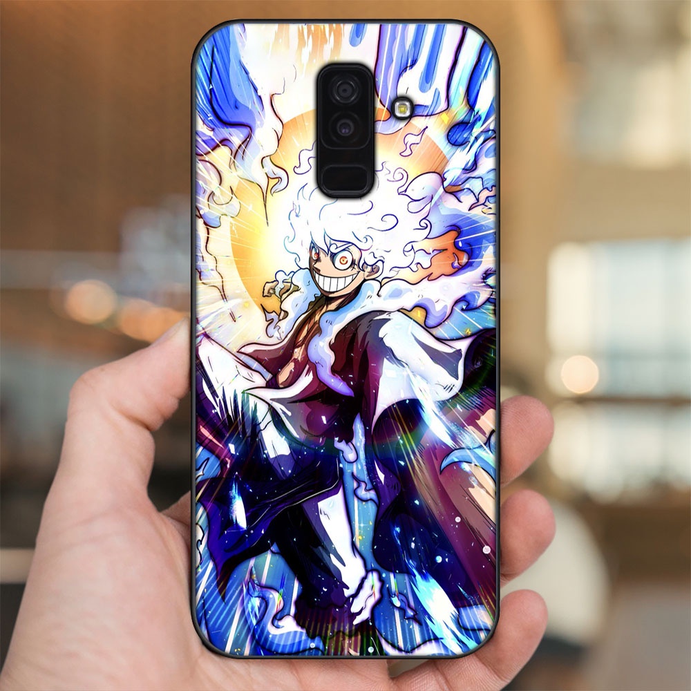 Ốp lưng Samsung A6 Plus viền đen in hình Luffy Gear 5 Nika One Piece Đảo Hải Tặc