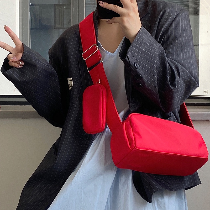 Mischa Túi Đeo Vai Bằng nylon Màu Trơn Thời Trang