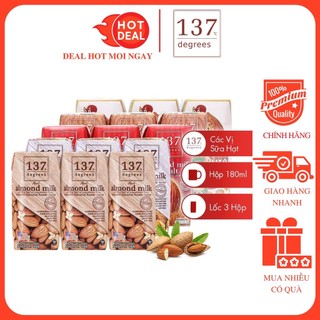 Sữa hạt yến mạch dẻ cười/óc chó/hạnh nhân lúa mạch nguyên chất không đường 137 degrees 180ml