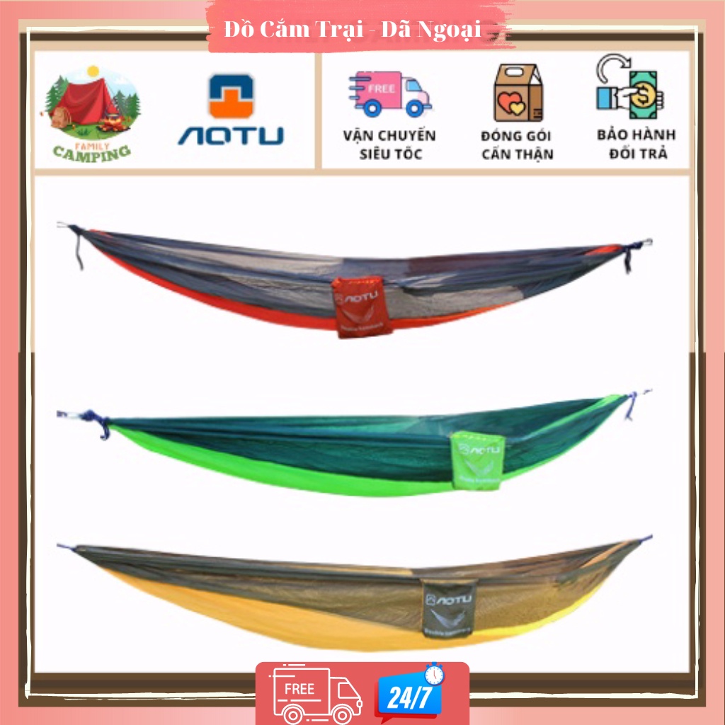 Võng cắm trại dã ngoại du lịch 2 người tiện dụng chất liệu vải dù bền và chắc chắn thoải mái nằm ngủ
