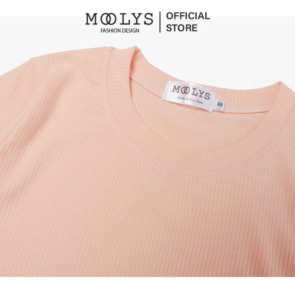 Áo crop top thun gân đơn giản, basic Moolys MC010