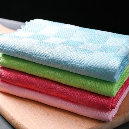 Khăn VẢY CÁ Thấm Hút Nước Không Xù Lông Lau Bếp