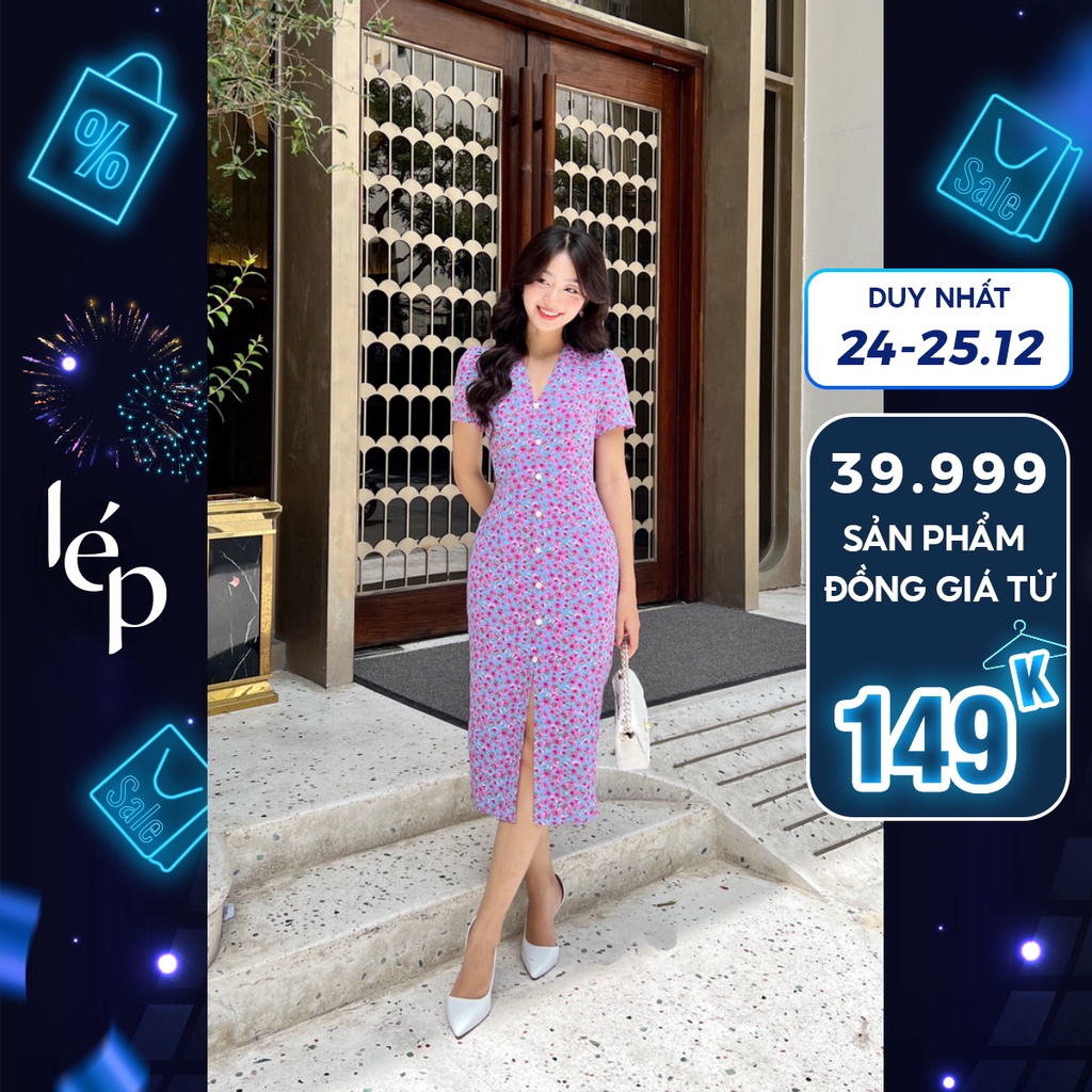 Váy cổ V bút chì 1VALJ0082TI Lep'
