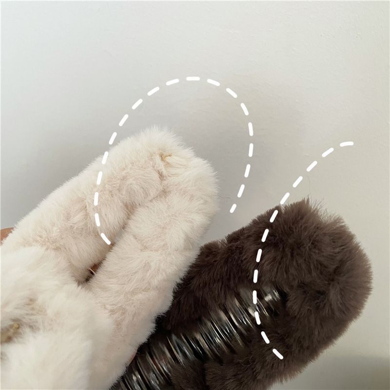 Kẹp Tóc Giả Lông Thỏ 13cm Màu Cà Phê Sữa Thời Trang