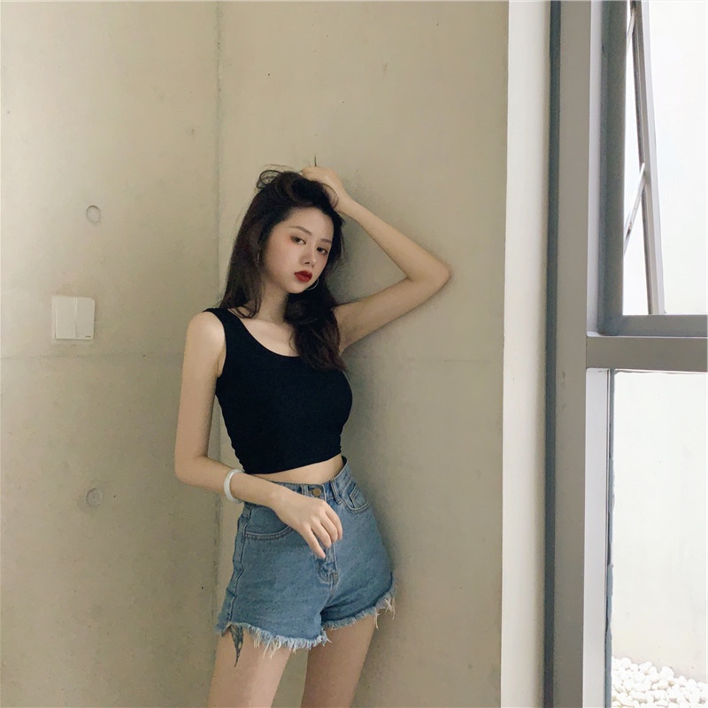 Áo tanktop NRVP co giãn phong cách Hàn Quốc có đệm lót thời trang