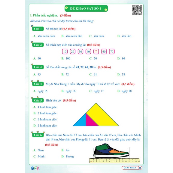 Sách - Ôn Hè Toán Lớp 1 - Chương Trình Mới - Dành cho học sinh lớp 1 lên 2 (1 cuốn)