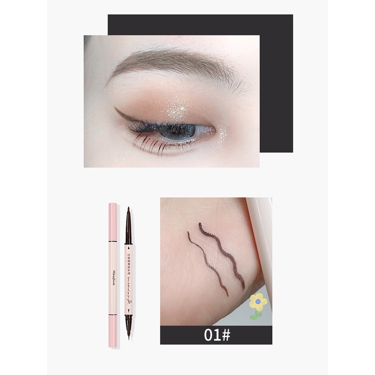 Bút Kẻ Mắt Dạng Lỏng 2 Trong 1 Màu Nâu Siêu Mỏng Mượt Mà Sắc Tố Cao