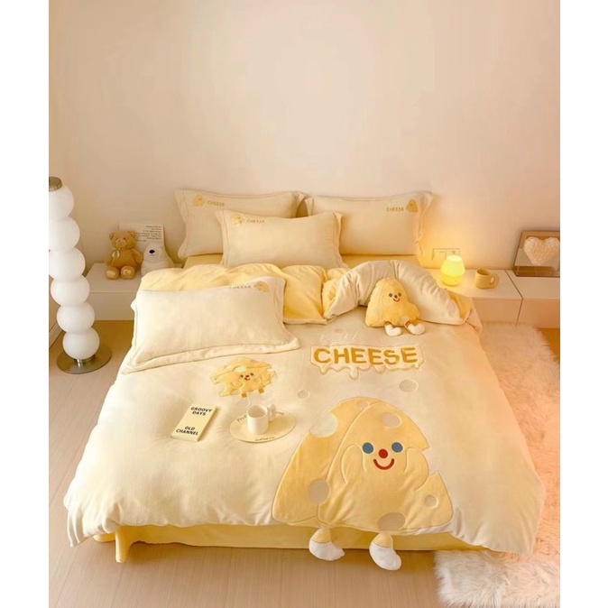 Tổng hợp set ga nỉ nhung IGUN BEDDING cao cấp kèm gối decor