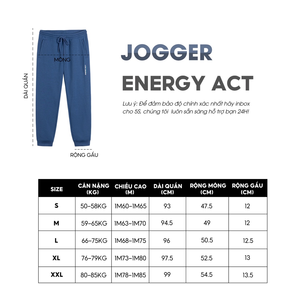 Quần Jogger Nỉ Nam 5S, Chất Liệu Cotton, Dày Dặn, Thiết Kế Cạp Chun Co Giãn Thoải Mái