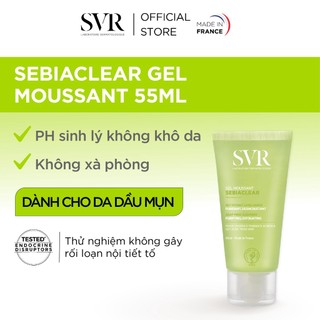 [Hàng tặng không bán] Sữa rửa mặt không có xà phòng, làm sạch và loại bỏ tế bào da chết SVR SEBIACLEAR Gel Moussant 55ml