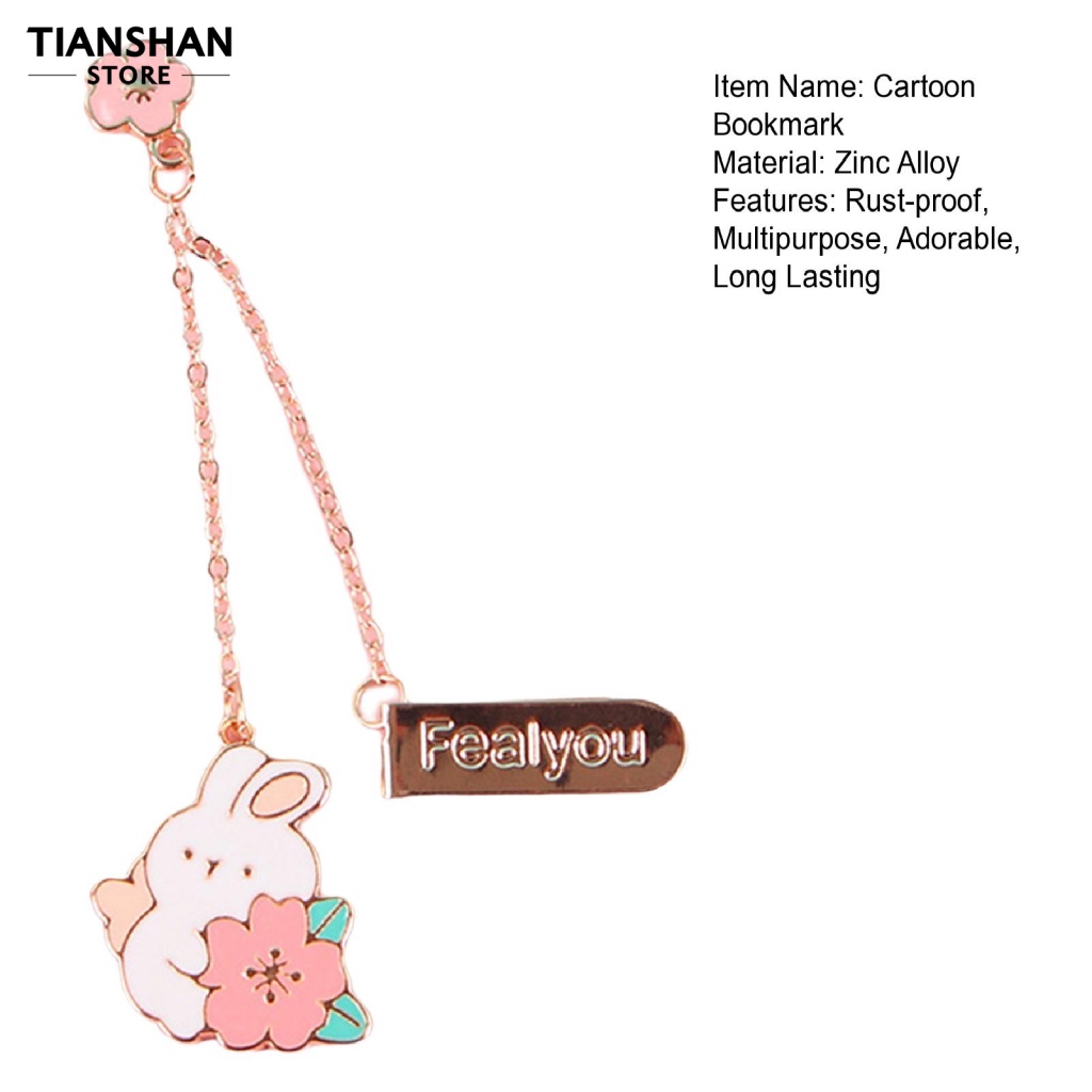 Bookmark Không Phai Hình Thỏ Hoạt Hình Có Dây Xích Màu Sắc Tươi Sáng Trang Trí Trường Học