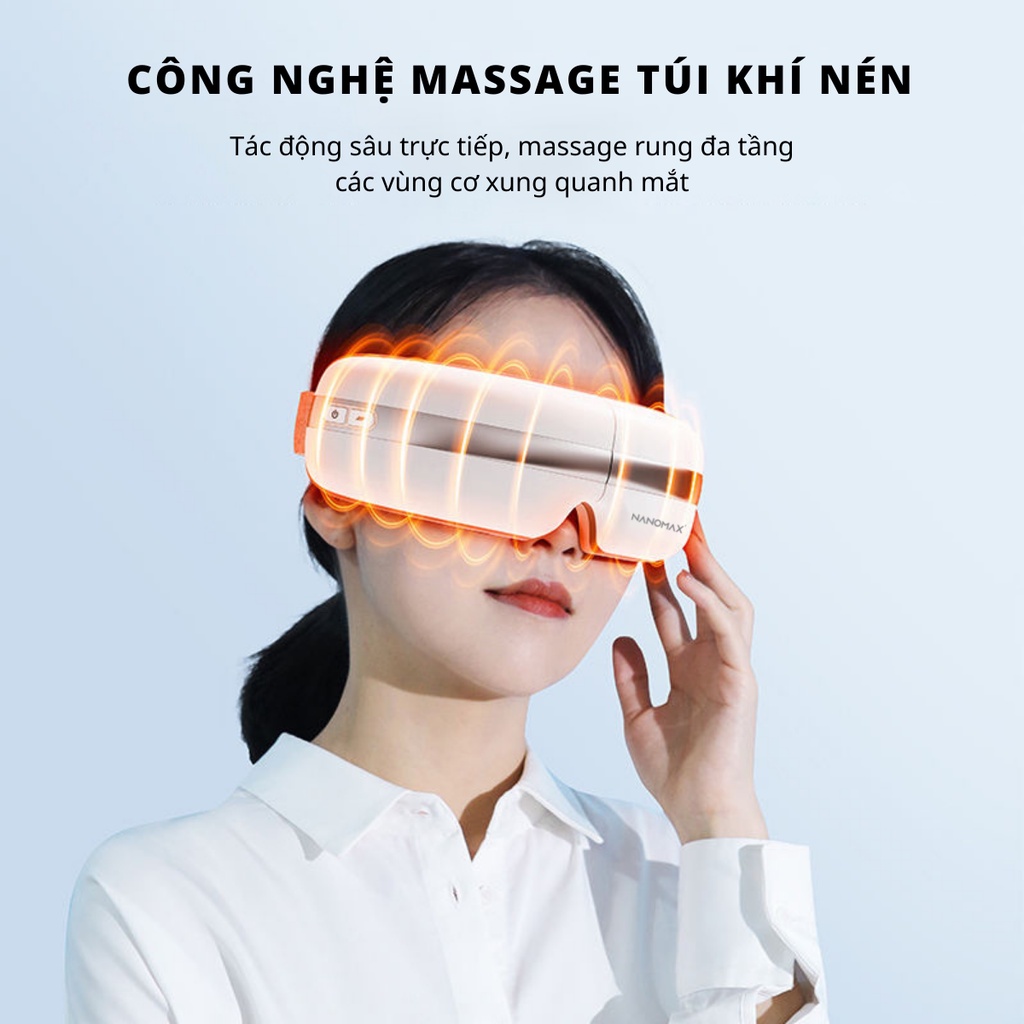 Máy Massage Mắt NANOMAX Y03, Công Nghệ Túi Khí Nén, Làm Nóng Hồng Ngoại, 5 Chế Độ,  Giảm Mỏi Mắt, Xoa Bóp Thái Dương
