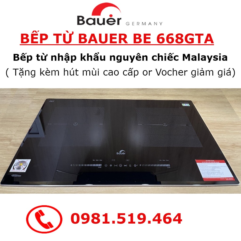 Bếp từ đôi Bauer 668GTA / Bếp từ nhập khẩu Malaysia công nghệ đức - Bảo hành chính hãng 3 năm