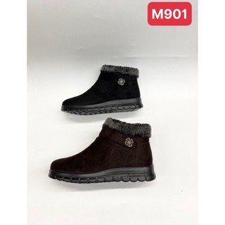 Bốt nỉ cổ lông  gót bệt