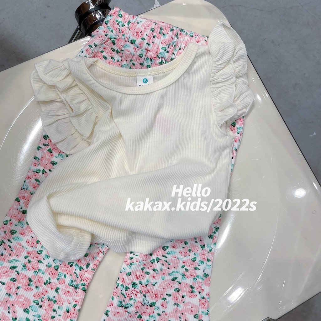 Bộ Áo Thun Tay Ngắn Phối Quần Ống Loe Thời Trang Xuân Thu Phong Cách Hàn Quốc Cho Bé Gái