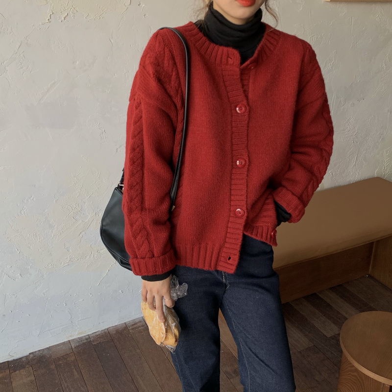 Áo Khoác cardigan Dệt Kim Dáng Rộng Mềm Mại Phong Cách Hàn Quốc