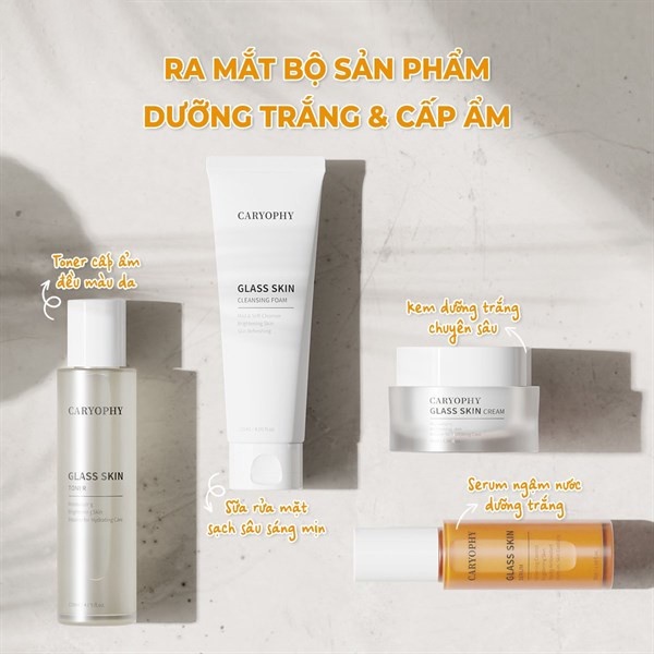 [MUA 1 TẶNG 1 MASK] Sữa Rửa Mặt Sáng Da Caryophy GLASS SKIN Cleansing Foam 120ml