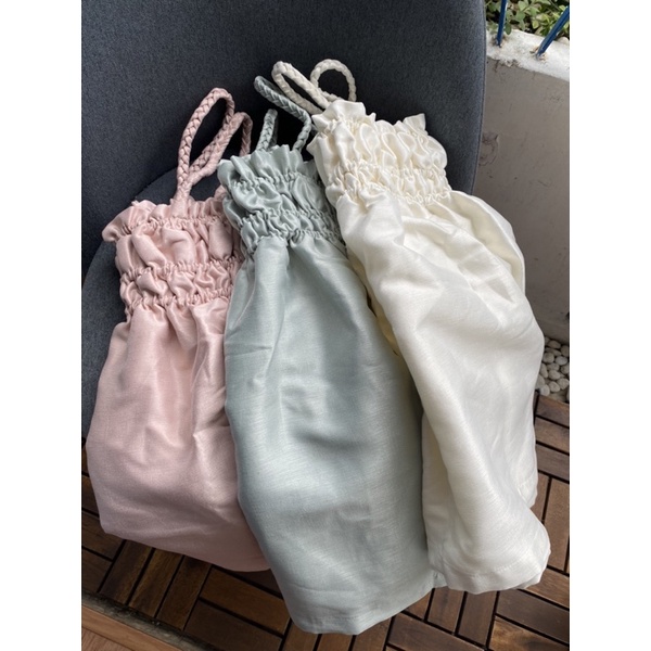 Áo 2 dây BABY DOLL thắt bím ngực phồng dáng xinh dễ mang cho mùa hè