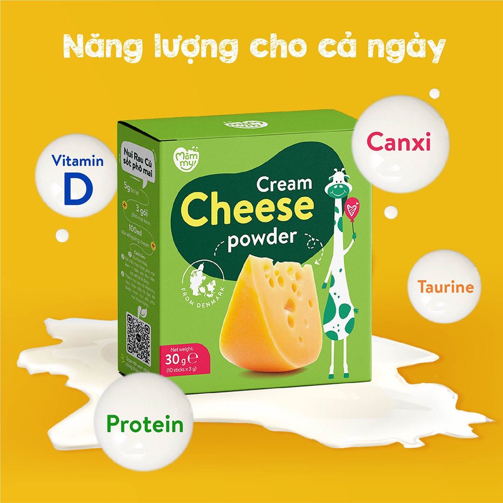 [QUÀ TẶNG] Phô mai tách muối Mămmy béo ngậy, thơm ngon, giàu canxi cho bé ăn dặm, hộp 10 gói,3g/ gói