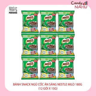 Bánh Snack Ngũ Cốc Ăn Sáng Nestle Milo 180g (12 gói x 15g)