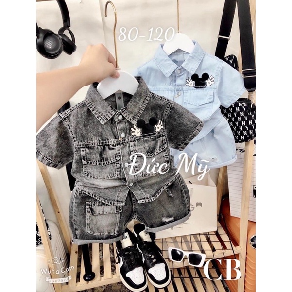 (jean baby) sét bộ bò cộc tay vải mềm đẹp cho bé trai (10-20kg)