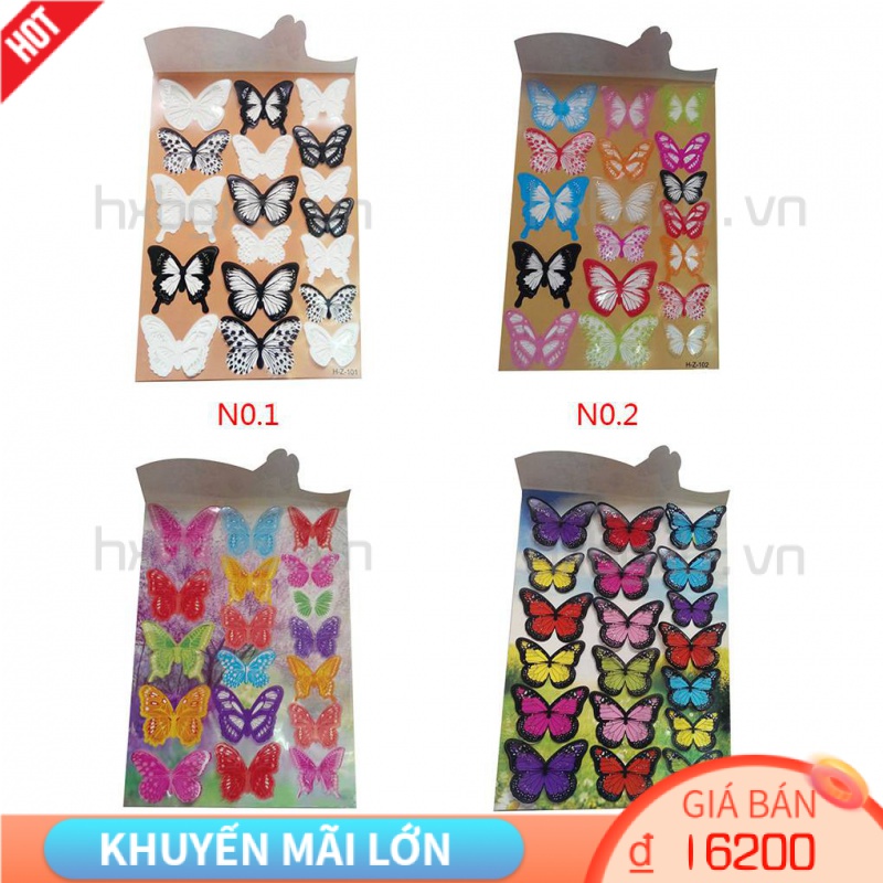 Miếng Dán Tường Trang Trí Hình Bướm 3d Độc Đáo