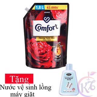 Nước xả vải Comfort 1 lần xả hương nước hoa Jennie túi 1.8 lít Tặng 1 chai nước tẩy vệ sinh lồng giặt - nước xả quần áo