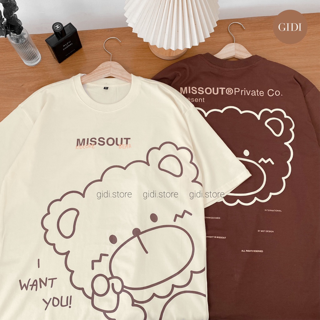 Áo phông cổ tròn BEAR dễ thương phong cách Unisex Nam Nữ - áo phông tay lơ thoáng mát, mềm mịn GIDI