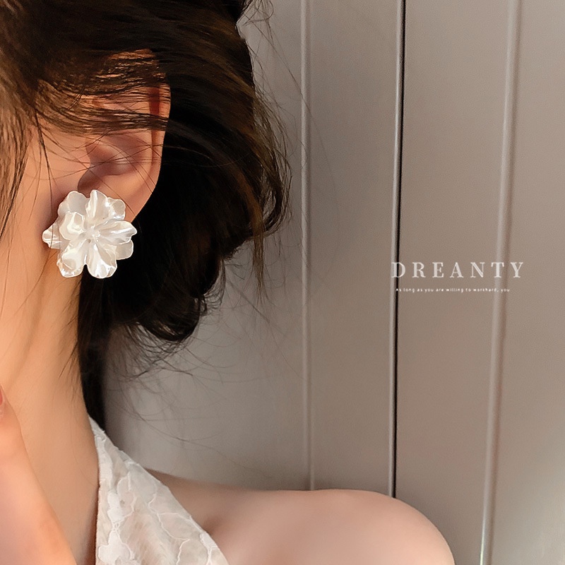 Bông Tai Mạ Bạc 925 Hình Hoa Trà Phong Cách Hàn Quốc Thời Trang