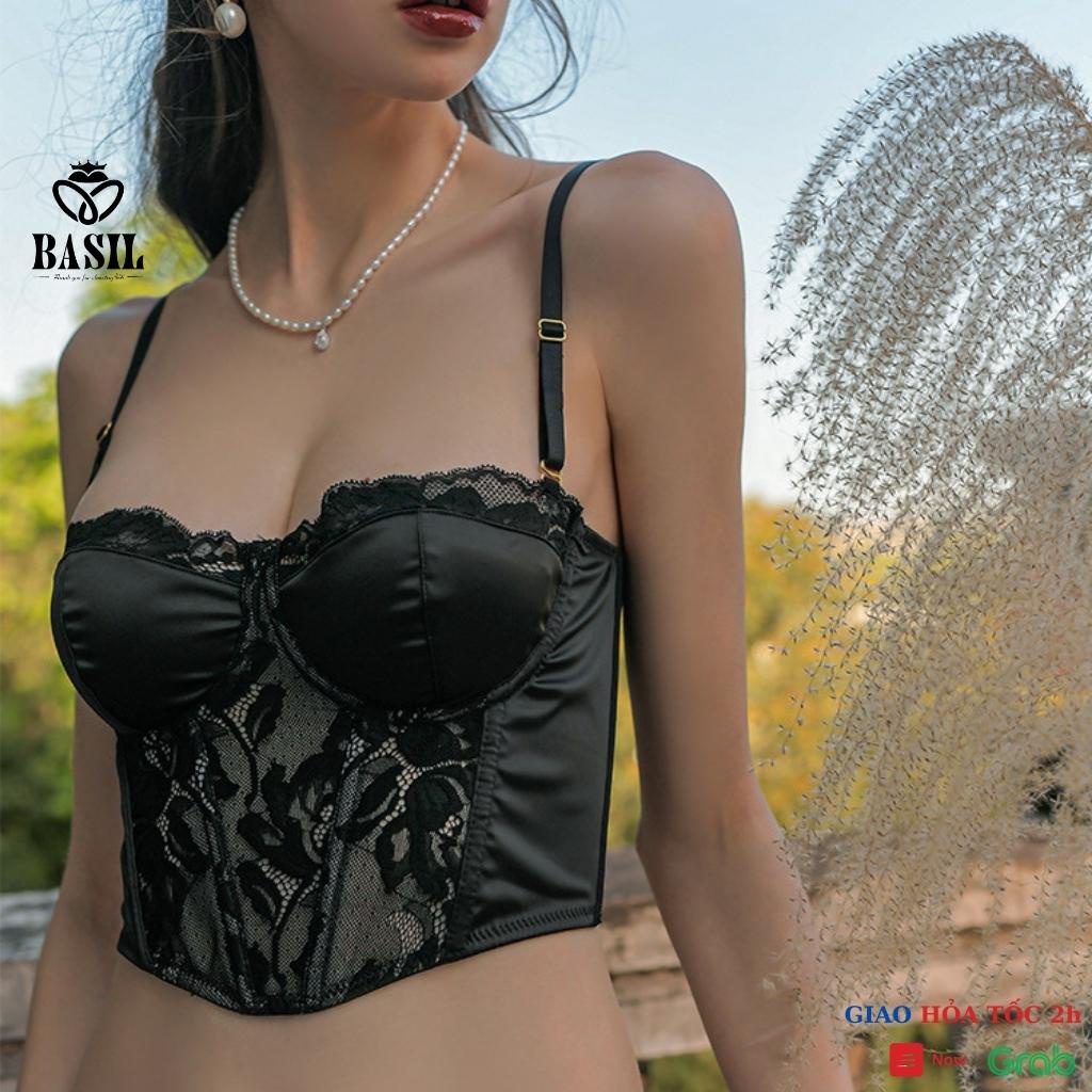 Áo lót conrset nữ BASIL SS09 viền ren cổ điển đệm mỏng có gọng nâng ngực