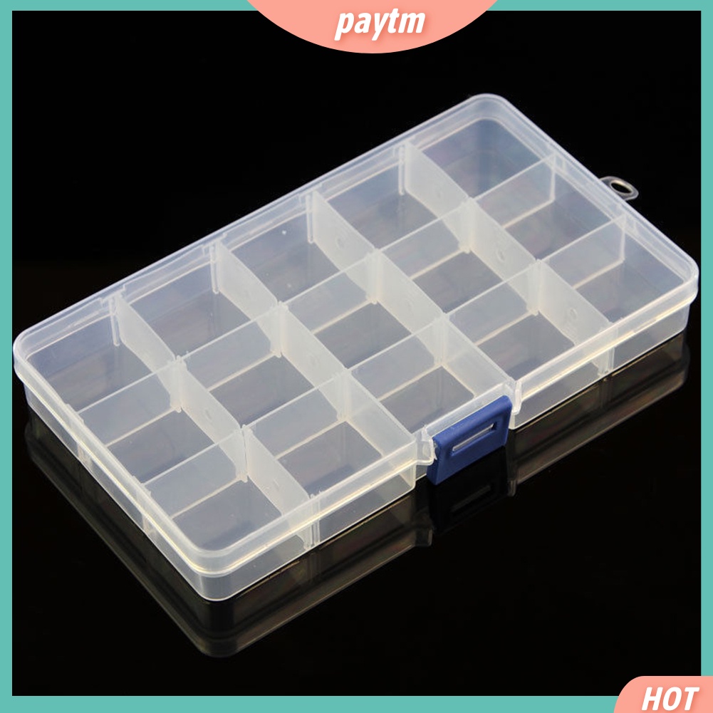(PTM) Hộp Đựng Thuốc Trang Sức Trong Suốt 15 Ngăn Tháo Rời Được Tiện Lợi