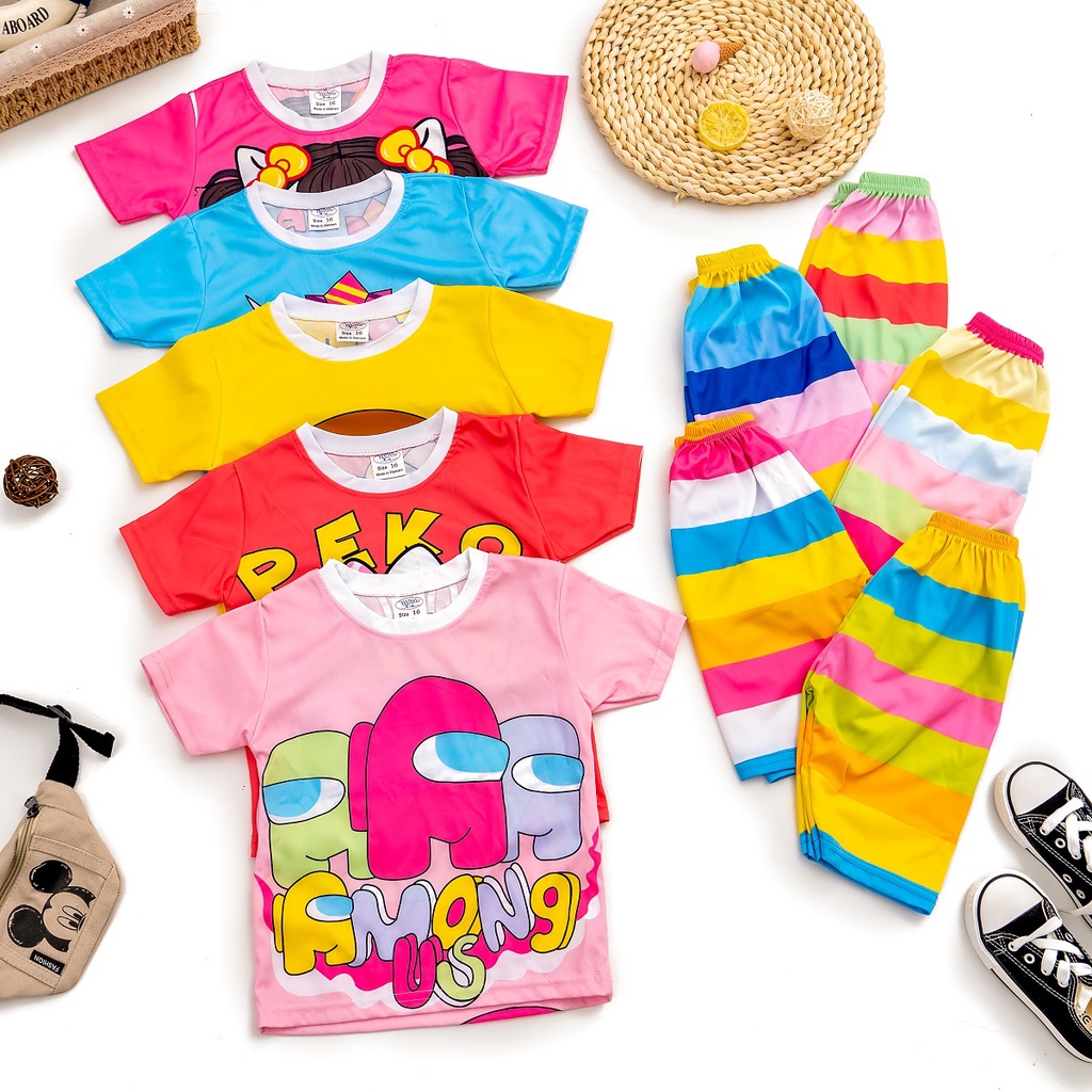 SIZE ĐẠI | Đồ bộ bé gái mịn mát in 3D hoạt hình sắc nét dễ thương đáng yêu cho bé 8-28kg