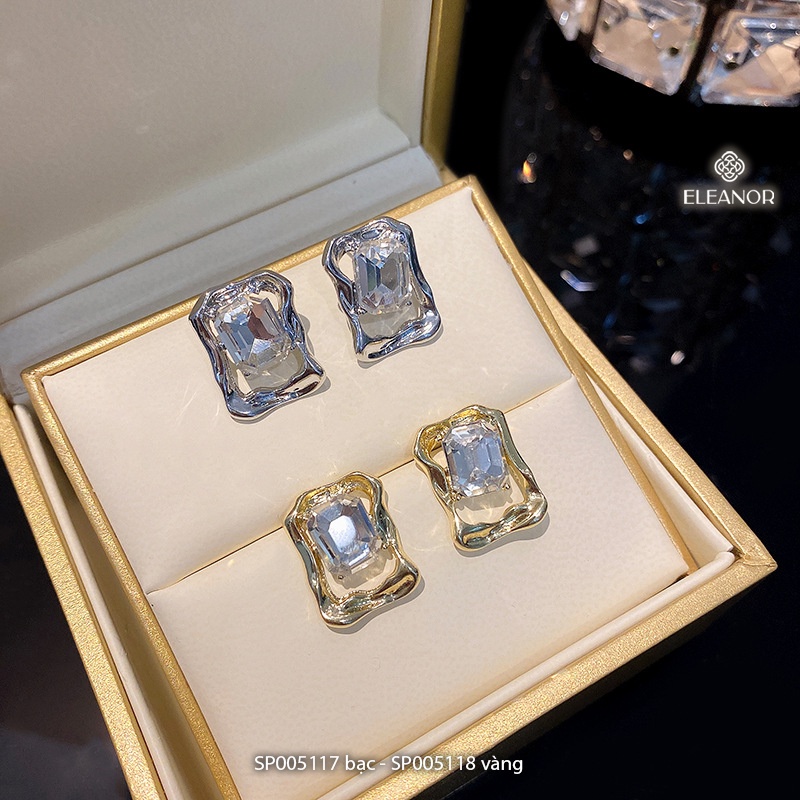 Bông tai nữ Eleanor Accessories hình học chữ nhật đính đá phụ kiện trang sức sanh chảnh thanh lịch