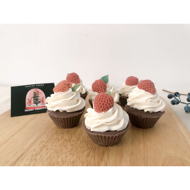 Xà phòng bánh cupcake thủ công thiên nhiên thích hợp làm quà tặng, xà phòng du lịch xinh xắn hương thơm (Cupcake soap)