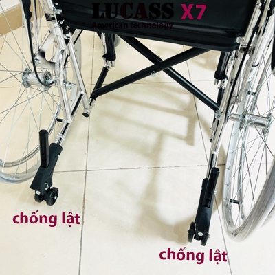 Xe lăn Lucass X7 có bô vệ sinh, ngả nằm, chống lật