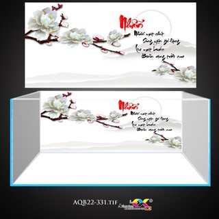 Tranh dán bể cá - Tranh 3D dán bể cá - Hoa nở 4 mùa - In theo kích thước yêu cầu