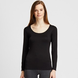 Áo giữ nhiệt nữ cổ tròn sâu công nghệ Heattech Uniqlo Nhật