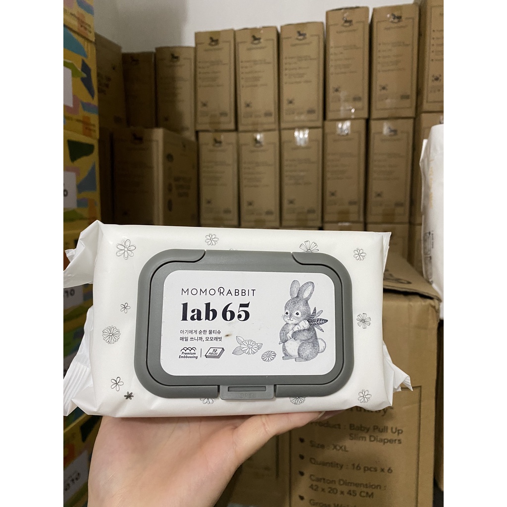 Khăn ướt cao cấp MomoRabit nội địa Hàn sợi khăn thiên nhiên gói 72 tờ