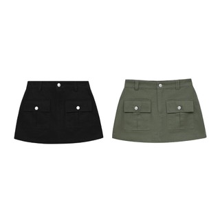 Chân váy túi hộp pradies kaki box skirt
