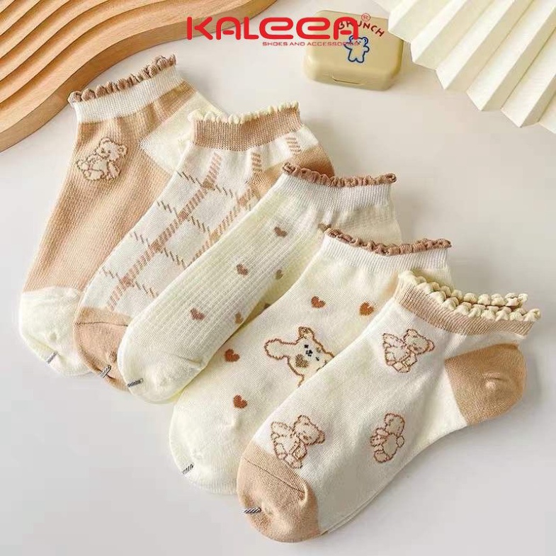 Set 10 Tất Cổ Thấp Hoạt Hình Cho Nữ (tặng kèm túi rút) KALEEA