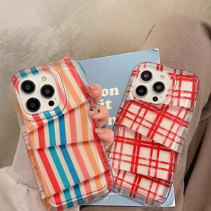 Ốp Điện Thoại Silicon TPU Mềm Trong Suốt Họa Tiết Kẻ Sọc Chống Sốc Cho IPhone 14 13 12 11 Pro XS Max XR X 7 8 6S Plus