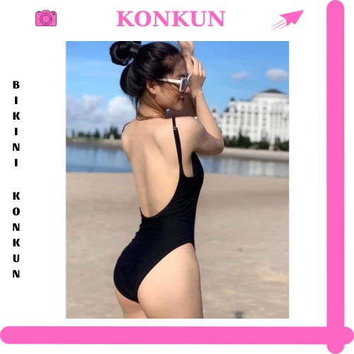 Bodysuit, đồ bơi nữ 1 mảnh khoét mông hở lưng sexy (SỸ THANH) nhiều màu KONKUN MS80