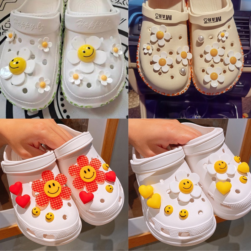 Ghim Cài Giày Hình Hoa Hướng Dương / Trái Tim / Hoa Croc / Hoa Hướng Dương Đính Ngọc Trai Kiểu Hàn Quốc Cho Nữ
